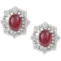 18k White Gold Ruby and 3 1/2ct TDW Diamond Estate Earrings (J, SI2)