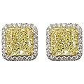 18k Gold 6ct TDW Yellow Radiant Diamond Earrrings