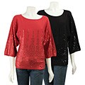 Cyrus Women's 3/4-length Dolman-sleeve Sequin Top