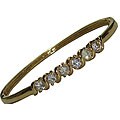 Goldplated 6-stone Round-cut CZ Bangle