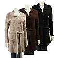 Lapis Women's Knit Long-sleeve Belted Tie Sweater