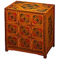 Hand-painted Tibetan 9-drawer End Table/ Cabinet
