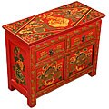 Hand-painted Tibetan Red Dragons Storage Cabinet