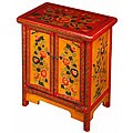 Red and Yellow Tibetan End Table/ Storage Cabinet