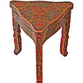 Hand-painted Red Tibetan Floral Motif End Table