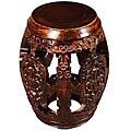 Antique Style Hand-carved Barrel End Table