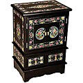 Black Lacquered Floral End Table