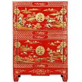 Red Lacquer 3-piece Storage Cabinet / End Table
