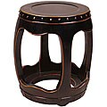Antiqued Edge Drum-Shaped Black End Table