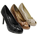 Misbehave by Adi Women's Croc Print Peep Toe Pumps
