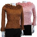 Seessel Women's Long-sleeve Ruffle-neck Blouse