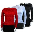 Seessel Women's Long-sleeve Ruffle-neck Blouse
