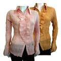 Seessel Women's Long-sleeve Crinkle Blouse