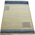 Indo Tufted Ivory/ Blue Rug (6'2 x 9'6)