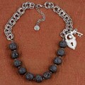 R.J. Graziano Large Black Bead Lock and Key Neclace