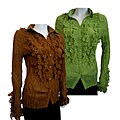 Seessel Women's Long-sleeve Flower Ruffle Blouse