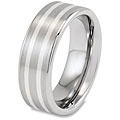 Tungsten Double Sterling Silver Inlay Carbide Ring