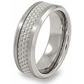 Beveled Tungsten Carbide Ring with Grey Carbon Fiber Inlay