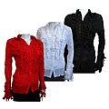 Seessel Women's Long-sleeve Flower Ruffle Blouse