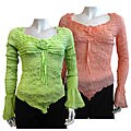 Seessel Women's Floral Accent Long-sleeve Ruched Top