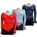 Seessel Women's Long-sleeve Floral Ruched Top
