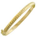 14k Yellow Gold Diamond-cut Floral Bangle