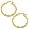 14k Yellow Gold Designed Tube Hoop Earrings
