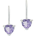 Sterling Silver Heart-shaped Amethyst Earrings