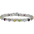 Sterling Silver X and O Multi-gemstone Bracelet