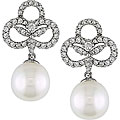 18k Gold FW Pearl and 1/2ct TDW Diamond Earrings (G-H-I, I1) (9-10 mm)