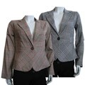 YS Women's Plaid One-button Blazer