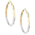14k Tri-color Gold Medium Faceted Hoop Earrings