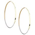 14k Tri-color Gold Large Faceted Hoop Earrings