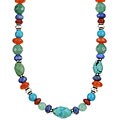 Charming Life Sterling Silver Turquoise/ Carnelian/ Lapis Necklace