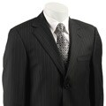 Ideal by Zanetti Men's 2-button Black Wool Suit