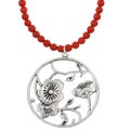 Red Mountain Jade Bead Japanese Floral Necklace