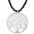 Silvertone Black Glass 'Tree of Life' Necklace