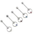 Steel Crystal Accent Slave Barbell Body Jewelry