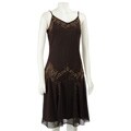 J Kara Women's Hand-beaded Chocolate Evening Dress