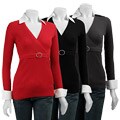 Tracy M Women's V-neck Ribbed Sweater