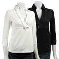 Tracy M Women's 3/4-sleeve Pleated Top