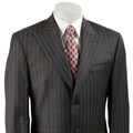 Sean John Men's Grey Stripe Peaked Lapel Wool Suit