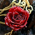 Goldplated Brass 'Scarlet' Natural Rose Necklace (Thailand)