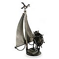 'Rustic Sailboat' Iron Sculpture (Mexico)