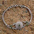 Sterling Silver 'Halo' Peridot Bracelet (India)