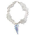 Silver 'Blue Fern' Natural Leaf Necklace (Thailand)