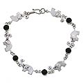 Sterling Silver Onyx 'Elephant Safari' Bracelet (Indonesia)