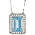 Platinum Aquamarine and 3ct TDW Diamond Estate Necklace (H, SI1)