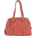 Prada Soft Pebbled Leather Zip Top Boston Bag