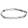 Sterling Silver 7-inch Hearts and Hugs Bracelet
